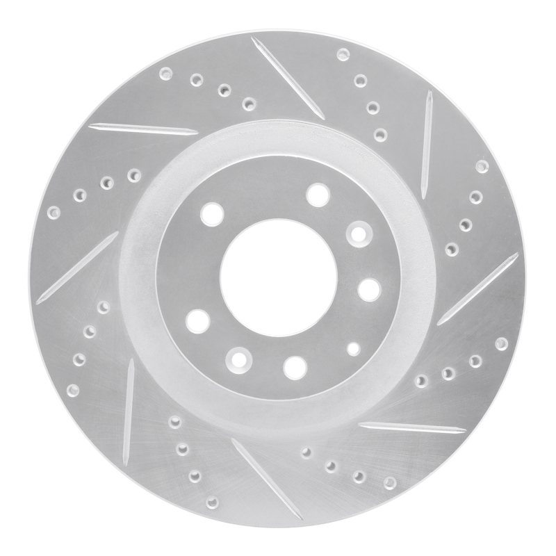 Mazda CX-9 Brake Rotor (1) - Front Right - R1 Concepts - Drilled & Slotted - Silver - `07-`15